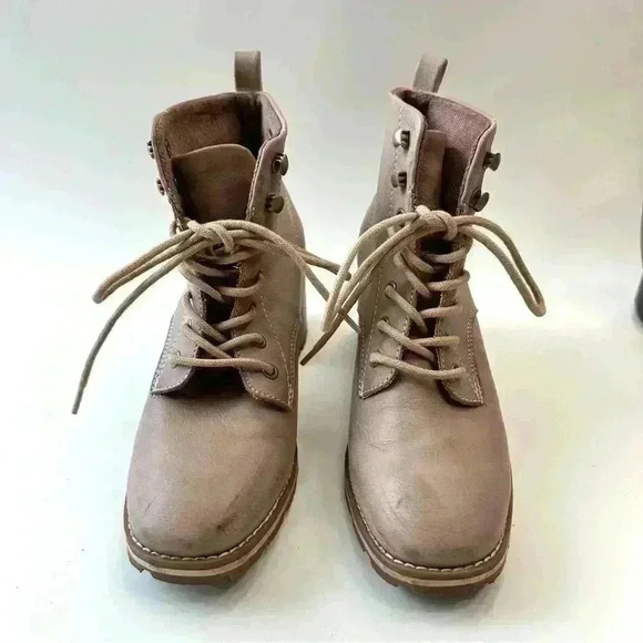 Korks Chelsea Lace-Up Leather Heeled Bootie Boots Women’s Shoes Size 6 Brown - Picture 2 of 8